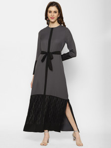 KASSUALLY Women Maxi Grey Full Length Dress