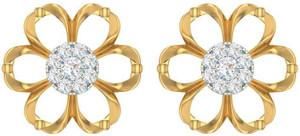 KISNA Real Diamond Jewellery Yellow Gold 18kt Diamond Stud Earring