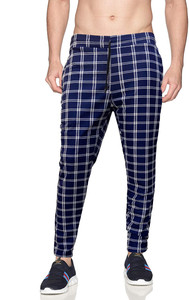 AVOLT Checkered Men Blue Track Pants