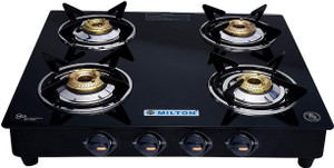 Premium Manual Ignition LPG Stove - (ISI Certified, Door Step Service) Black ग्लास मैनुअल गैस चूल्हा