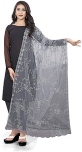 Grey Crinkled Solid Dupatta