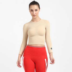 ADIDAS Printed Women Round Neck Beige T-Shirt