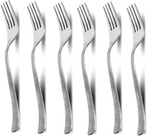 पैरेज Stainless Steel Dinner Forks Set with Zig Zag Design, Tableware, Set of 6, Silver स्टेनलेस स्टील डेज़र्ट फोर्क सेट