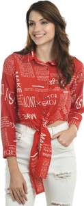 lexrex Women Printed Casual Red Shirt