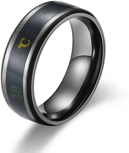 Ruhi Collection Latest Fashion Collections Black Color Stainless Steel Intelligent Smart Body Temperature Monitor Ring for Unisex (1 Pcs) Stainless Steel Ring