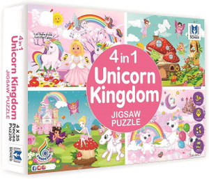 PEZYOX 4 in 1 Unicorn Kingdom Jigsaw Puzzle for Kids|A Perfect Jigsaw Puzzle for Little Hands|4 * 35 Pieces Jigsaw Puzzle