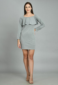 AAYU Women Bodycon Grey Knee Length Dress
