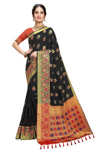 COSBILA FASHION Self Design Banarasi Silk Blend Saree