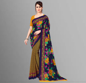 Anand Sarees Printed, Paisley, Floral Print Bollywood Georgette Saree