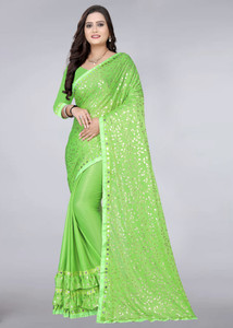 RADHEY Printed, Floral Print Bollywood Lycra Blend Saree