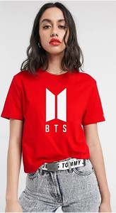 deslizar Printed Women Round Neck Red T-Shirt