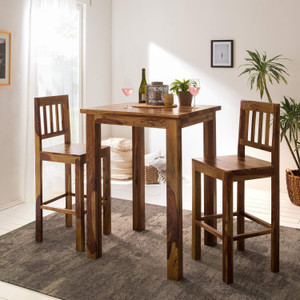 G Fine Furniture Sheesham Wood Long 2 Seater Bar Table Set, High Bar Table Chairs Set For Kitchen Solid Wood Bar Chair