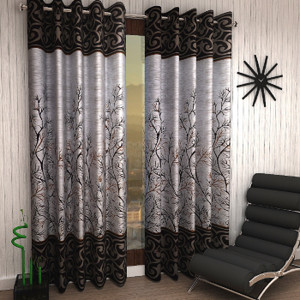 Home Sizzler 244 cm (8 ft) Long Door Polyester Semi Transparent Curtain (Pack Of 2)