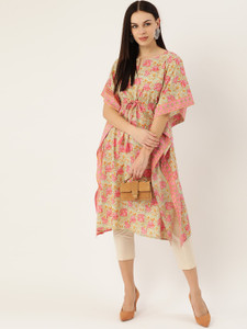 maaesa Floral Print Pure Cotton Women Kaftan
