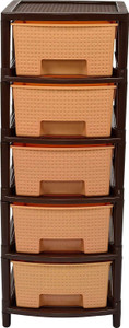 Randal Modular 5 Layer Drawer Storage Organizer for Home/Bedroom/Beauty Parlour and Kitchen ( Beige ) Plastic Free Standing Chest of Drawers