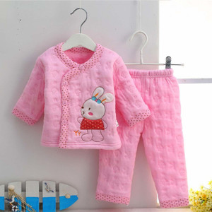 BABY LOOKS Presents New Born Baby Cotton Cartoon Print 2 Piece Suit Keep Baby Warm Cotton Baby Boys Girls Unisex Baby Fleece/Falalen or Flannel Suit Infant Clothes (Pink 0-3 Months)
