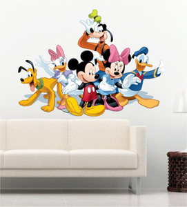 Approach home Decor 60 cm Cute Mickey Mouse 3s cartoon wall sticker Size-60x42 cm Self Adhesive Sticker