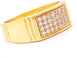 Pandadi Collection Stylish Brass Diamond Gold Plated Men Ring Brass Diamond Gold Plated Ring पीतल हीरा सोना प्लेटेड रिंग