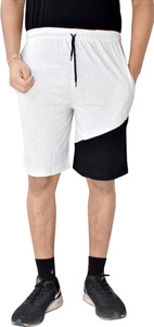Kundan Solid Men White, Black Regular Shorts