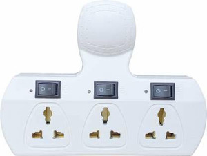 VEEJAR 3 in 1 MULTIPLUG Cord (6Amp) white 3  Socket Extension Boards