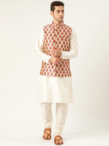 kaifoo Men Kurta Churidar Ethnic Jacket Set