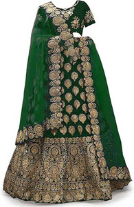DIZVU Girls Lehenga Choli Ethnic Wear Embroidered Ghagra, Choli, Dupatta Set