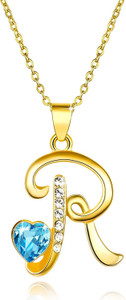 YELLOW CHIMES Alphabet Collection Pendant Gold-plated Swarovski Crystal Alloy Pendant