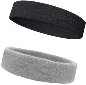 GOLDFINCH Non Slip Moisture Wicking Work Out Cotton Head Band/Fitness Band For Men's & Women's Sweatband for Workout/ Sports Fitness/Exercise/Training/Running/Yoga- Pack of 2 Head Band
