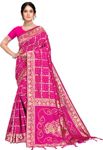 RekhaManiyar Printed Bandhani Silk Blend Saree