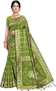 RekhaManiyar Printed Bandhani Silk Blend Saree