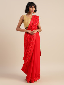KAVINDI Self Design Bollywood Georgette Saree