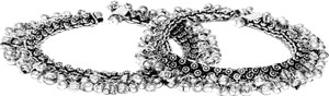 Yash Jewels Emporium Antique Traditional Ethnic Jewellery Oxidized Silver Plated Brass Anklets Stylish Imitation Pair Of Brass Anklets (Pack Of 2) Brass Anklet