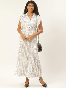 U&F Women Maxi White, Black Full Length Dress