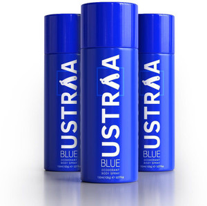 USTRAA BLUE Deodorant Body Spray, 150 ml- Set of 3 Deodorant Spray  -  For Men