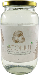 econut Extra Virgin Coconut oil 1 Litre Coconut Oil Glass Bottle