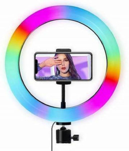 inayat 10" Selfie RGB LED Ring Light Dimmable with 21 Colours and Shutter for Live Stream for YouTube, Makeup, Photography, Video Shooting, Light for Reels, Vigo, Studio Lighting, taka Tak Videos (Without Tripod) Ring Flash