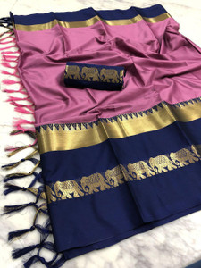varnis fab Woven Bollywood Jacquard, Cotton Silk Saree
