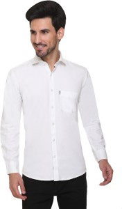 jollys Men Solid Casual White Shirt