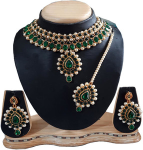 ANRA JEWEL Mother of Pearl Gold-plated Green, Gold Jewellery Set