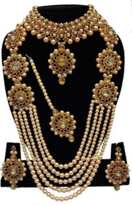 jatin imitation Metal, Stone Gold-plated Gold Jewellery Set