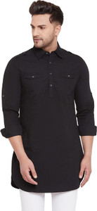 HYPERNATION Men Solid Pathani Kurta