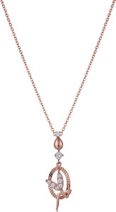 GIVA Sterling Silver Rose Gold Zircon Fairy Pendant with Link Chain for women & girls Rhodium Cubic Zirconia Sterling Silver Pendant