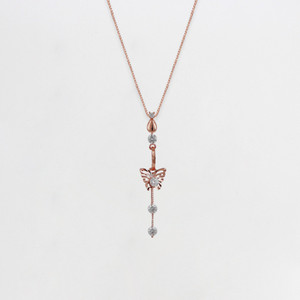 GIVA Sterling Silver Rose Gold Charming Butterfly Pendant with Box Chain for women Rhodium Cubic Zirconia Sterling Silver Pendant