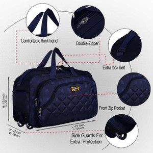 Contilo Lightweight Polyester Waterproof Luggage Travel Duffle Bag with Roller Wheels Blue