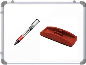VRAI Non Magnetic 1.5 by 2 feet Premium Quallity Whiteboard | Green Chalk Board Surface On Back SIde with 1 Marker and 1 Duster Whiteboards
