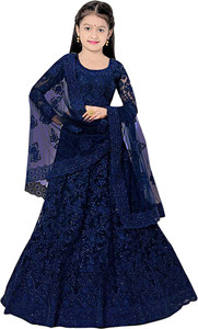 RUKHA FAB Girls Lehenga Choli Ethnic Wear Self Design Lehenga, Choli and Dupatta Set