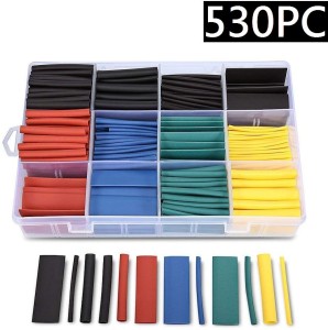 lukzer Plastic Heat Shrink Tubes Insulated Wire Cable Sleeving Wrap, Multicolour -530 Pieces Heat Shrink Cable Sleeve