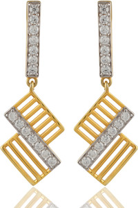 Femme Jam 925 Sterling Silver Zirconia Crystal Gold Plated Dangle Drop Earrings for Women White Gold Swarovski Zirconia Dangle Earring