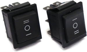 ERHIndia Black Rocker Button switch DPDT 3 Position ON-Off 16A