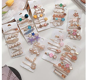 HOMEMATES 50 Piece Korean Style Pearl Barrettes Women's Set Hairpin Korean Style Hair Clip Marble Alligator bobby pins Duckbilled Headdress Jewelry Hair Accessories set Hair Clip